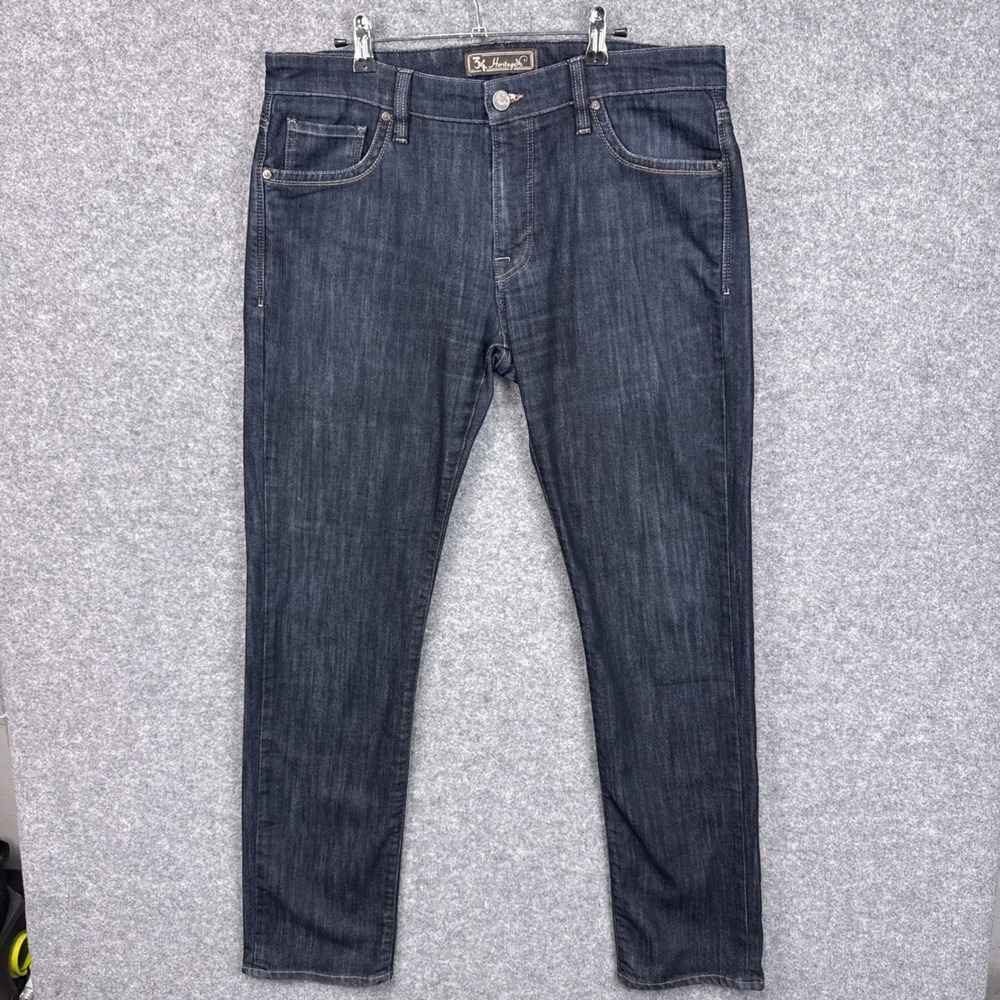 34 Heritage Jeans Courage Mid-Rise Straight 35/34 Dark Wash Cotton Blend